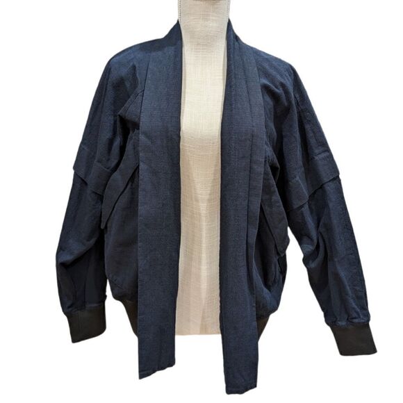 1/8 TAKAMURA Navy Blue Pompier Open Front Bomber Jacket Size L - Picture 1 of 11